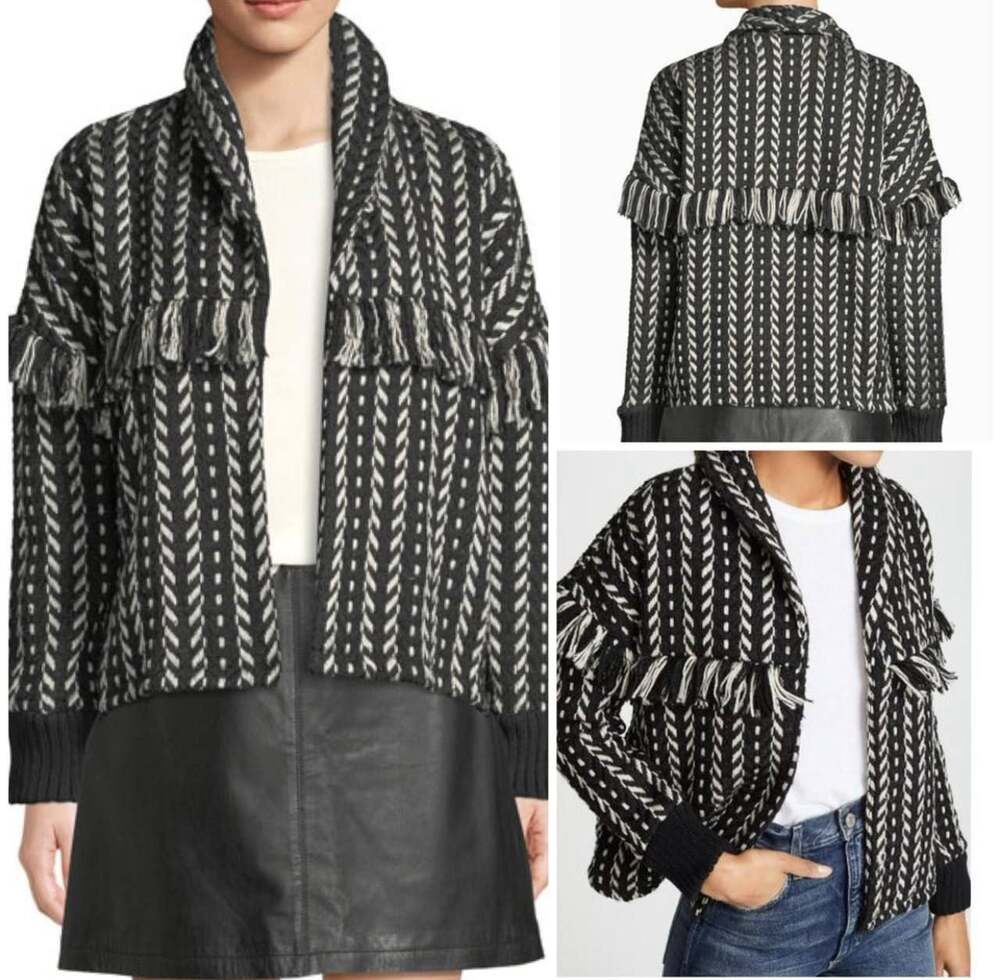 Cupcakes and Cashmere Kirsty Longline Tweed Bomber Jacket Size XS